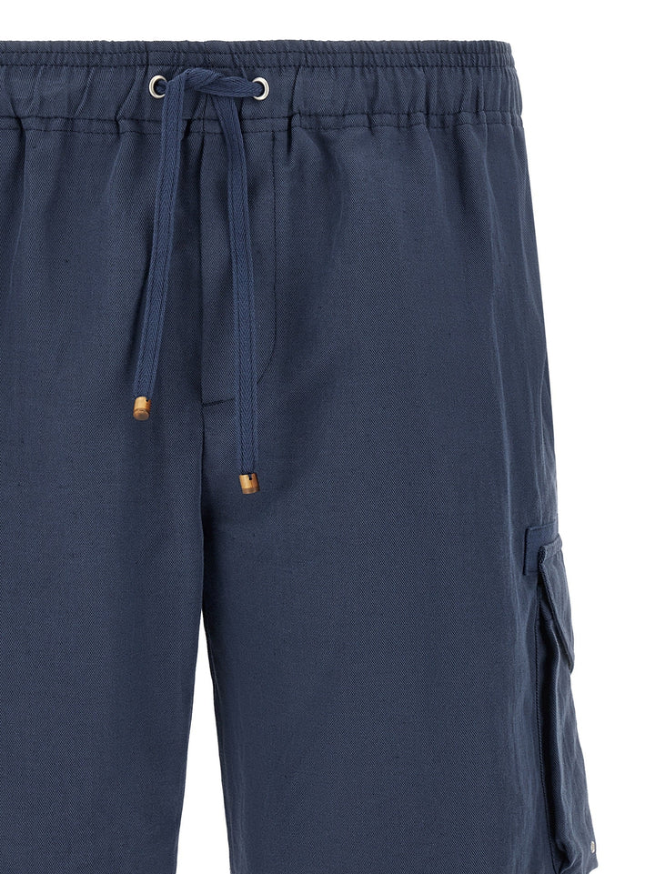 Brunello Cucinelli Blue Linen Bermuda Shorts