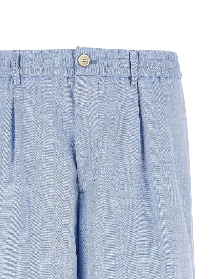 Men’s Brunello Cucinelli Blue Linen Bermuda Shorts