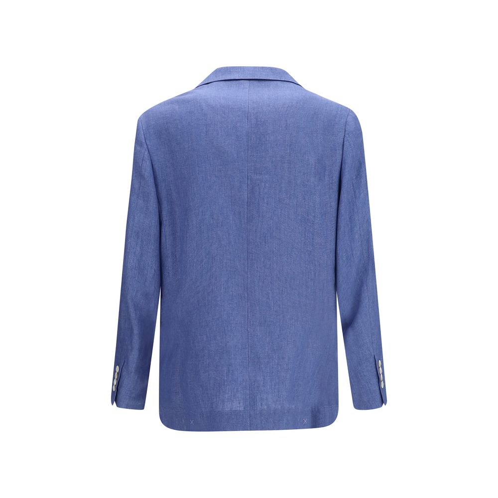 Men’s Brunello Cucinelli Blue Linen Full-length Jacket