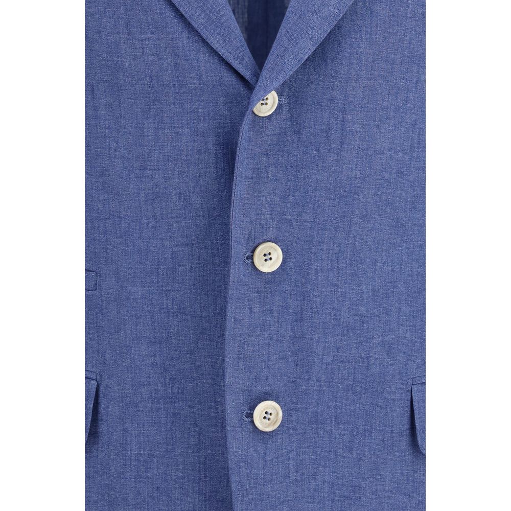 Men’s Brunello Cucinelli Blue Linen Full-length Jacket