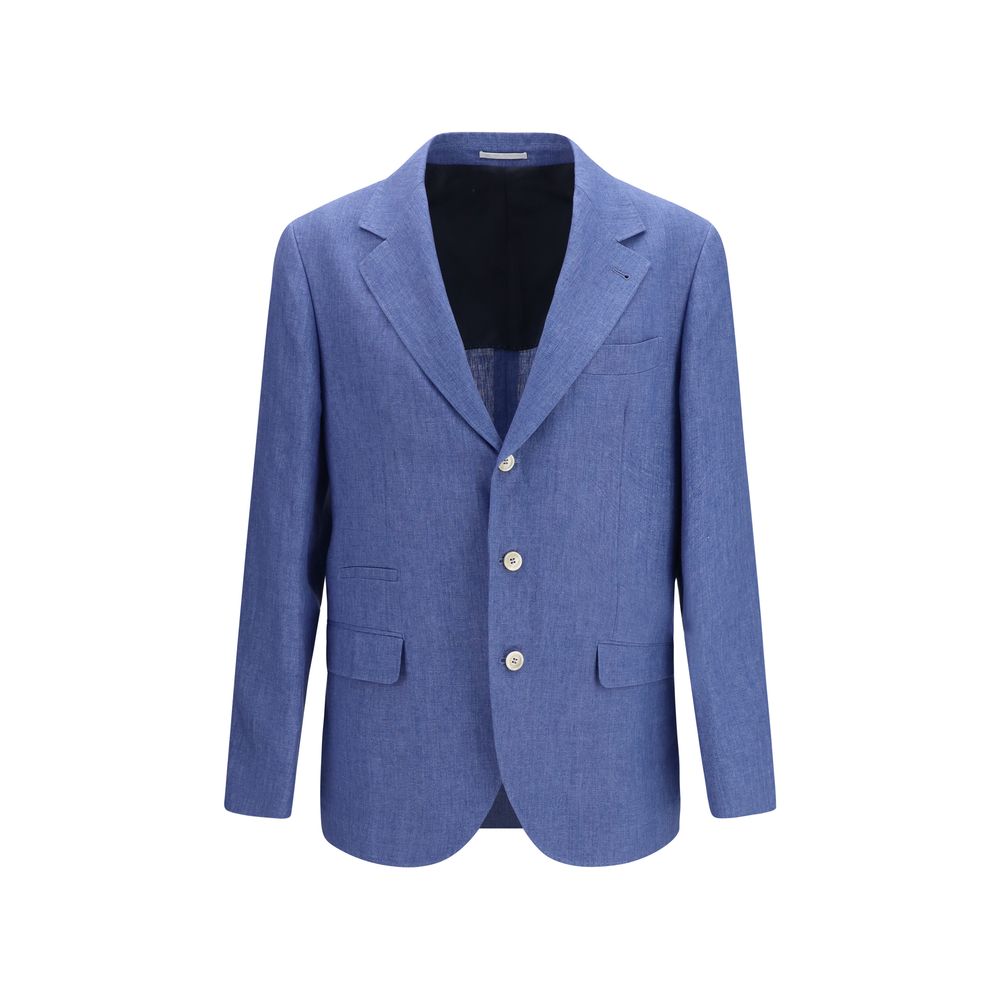 Men’s Brunello Cucinelli Blue Linen Full-length Jacket