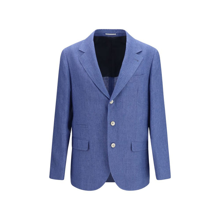 Men’s Brunello Cucinelli Blue Linen Full-length Jacket