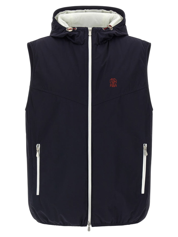 Men’s Brunello Cucinelli Blue Polyamide Sleeveless Jacket