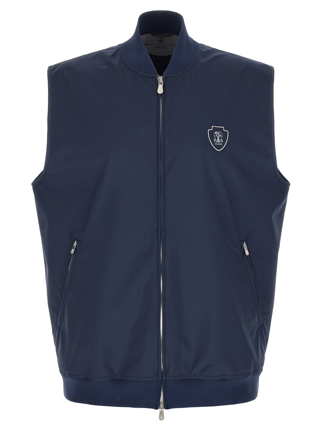 Men’s Brunello Cucinelli Blue Polyester Sleeveless Jacket