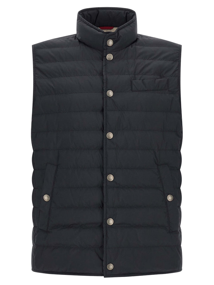 Men’s Brunello Cucinelli Blue Polyester Sleeveless Jacket