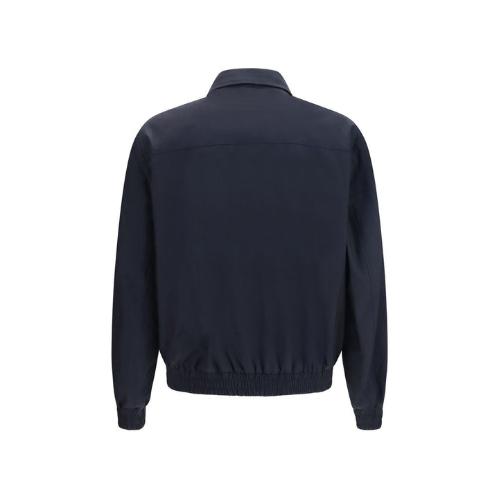 Men’s Brunello Cucinelli Blue Silk Biker Jacket
