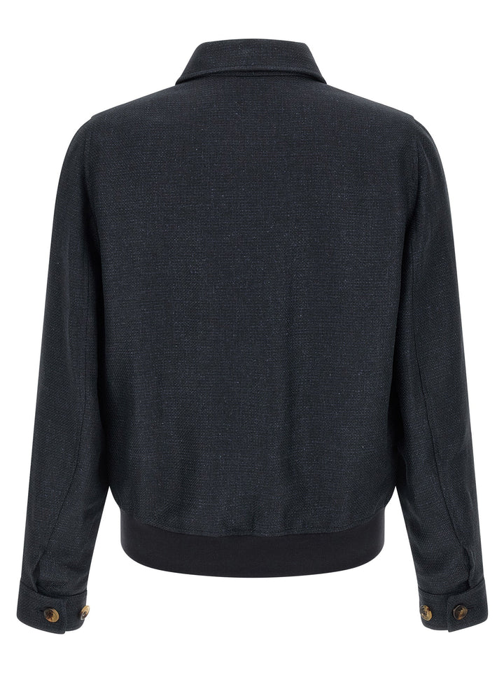 Men’s Brunello Cucinelli Blue Sisal Biker Jacket