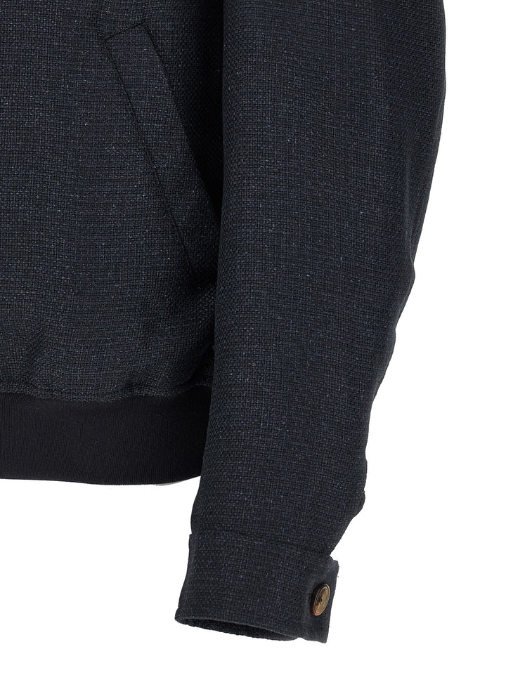 Men’s Brunello Cucinelli Blue Sisal Biker Jacket