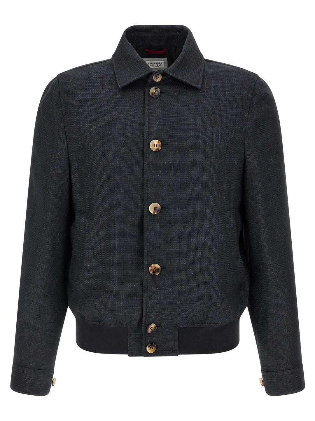 Men’s Brunello Cucinelli Blue Sisal Biker Jacket