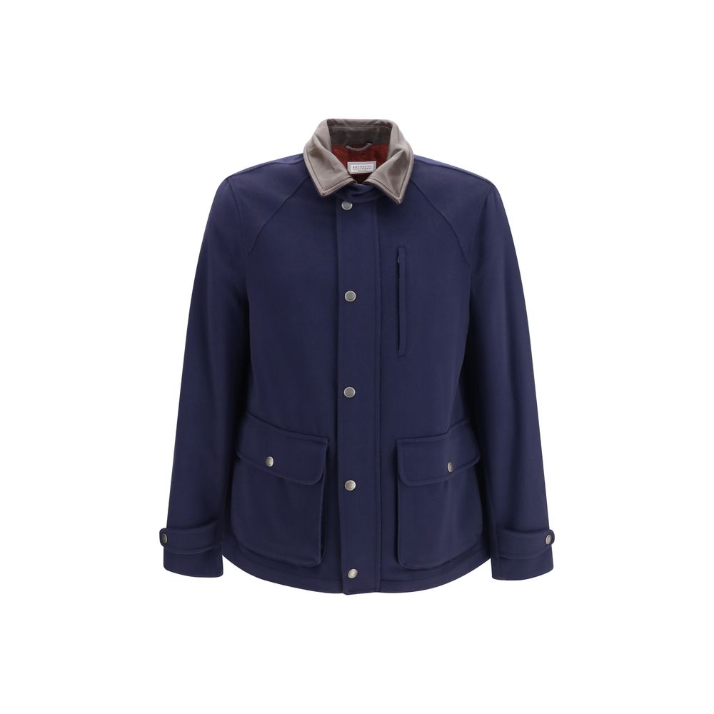 Men’s Brunello Cucinelli Blue Wool Oves Aries Full-length Jacket