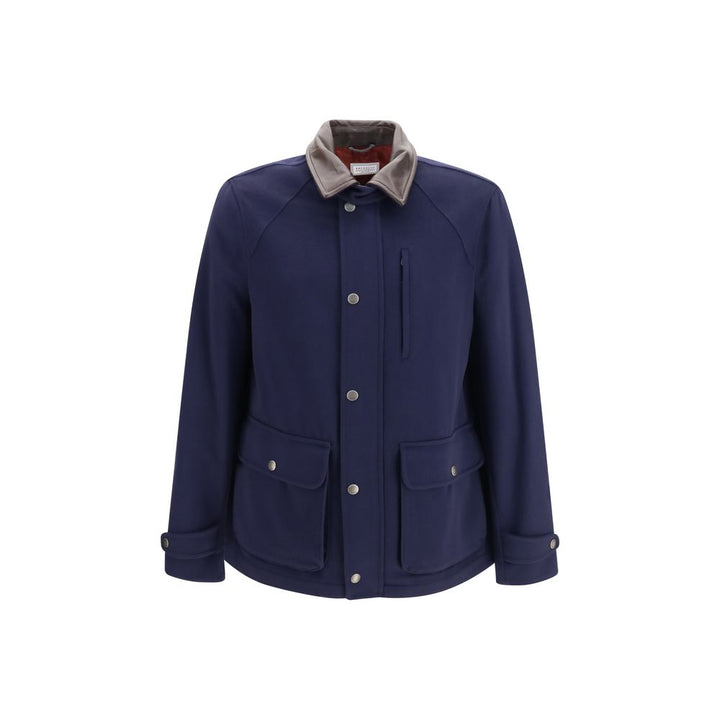Men’s Brunello Cucinelli Blue Wool Oves Aries Full-length Jacket