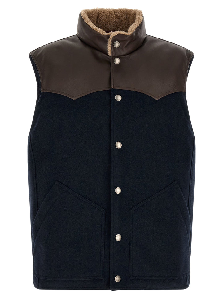 Men’s Brunello Cucinelli Blue Wool Sleeveless Jacket