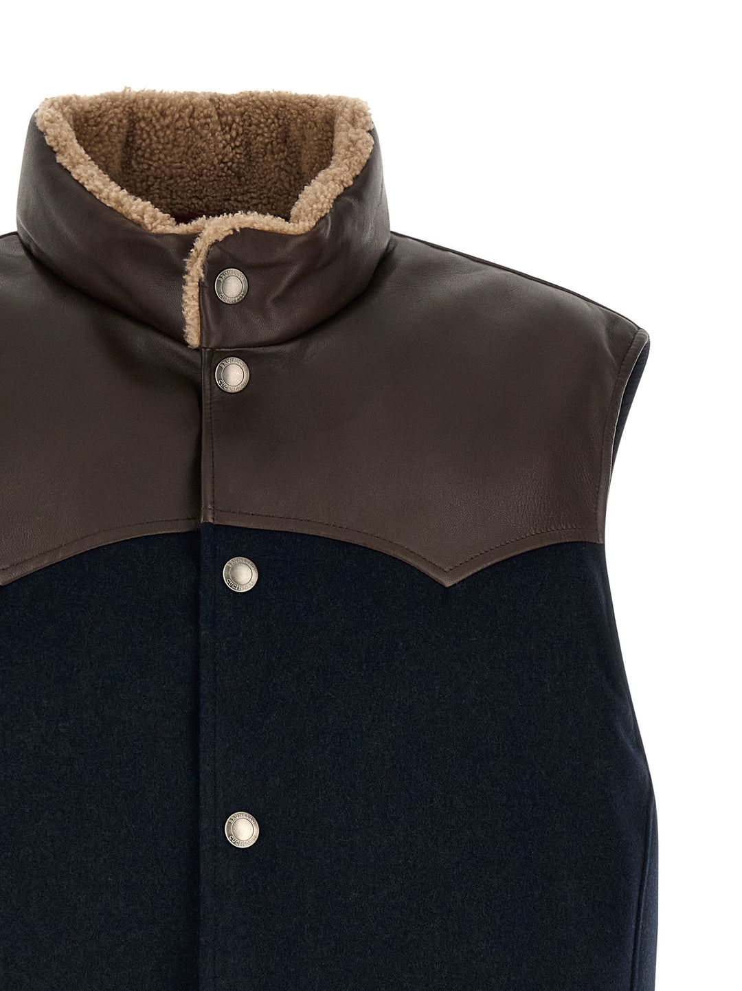 Men’s Brunello Cucinelli Blue Wool Sleeveless Jacket
