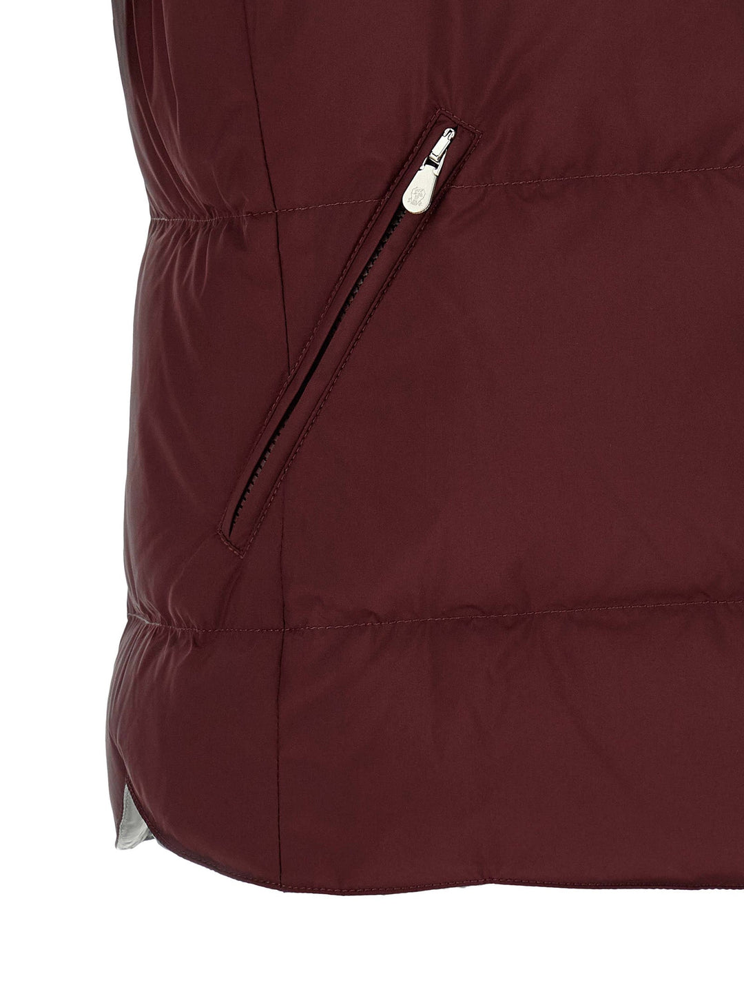 Men’s Brunello Cucinelli Bordeaux Polyester Sleeveless Jacket