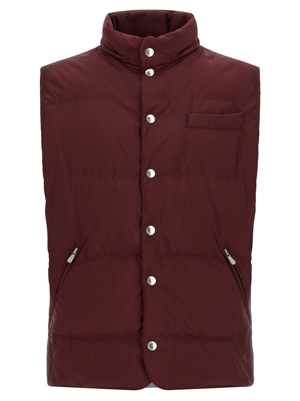 Men’s Brunello Cucinelli Bordeaux Polyester Sleeveless Jacket