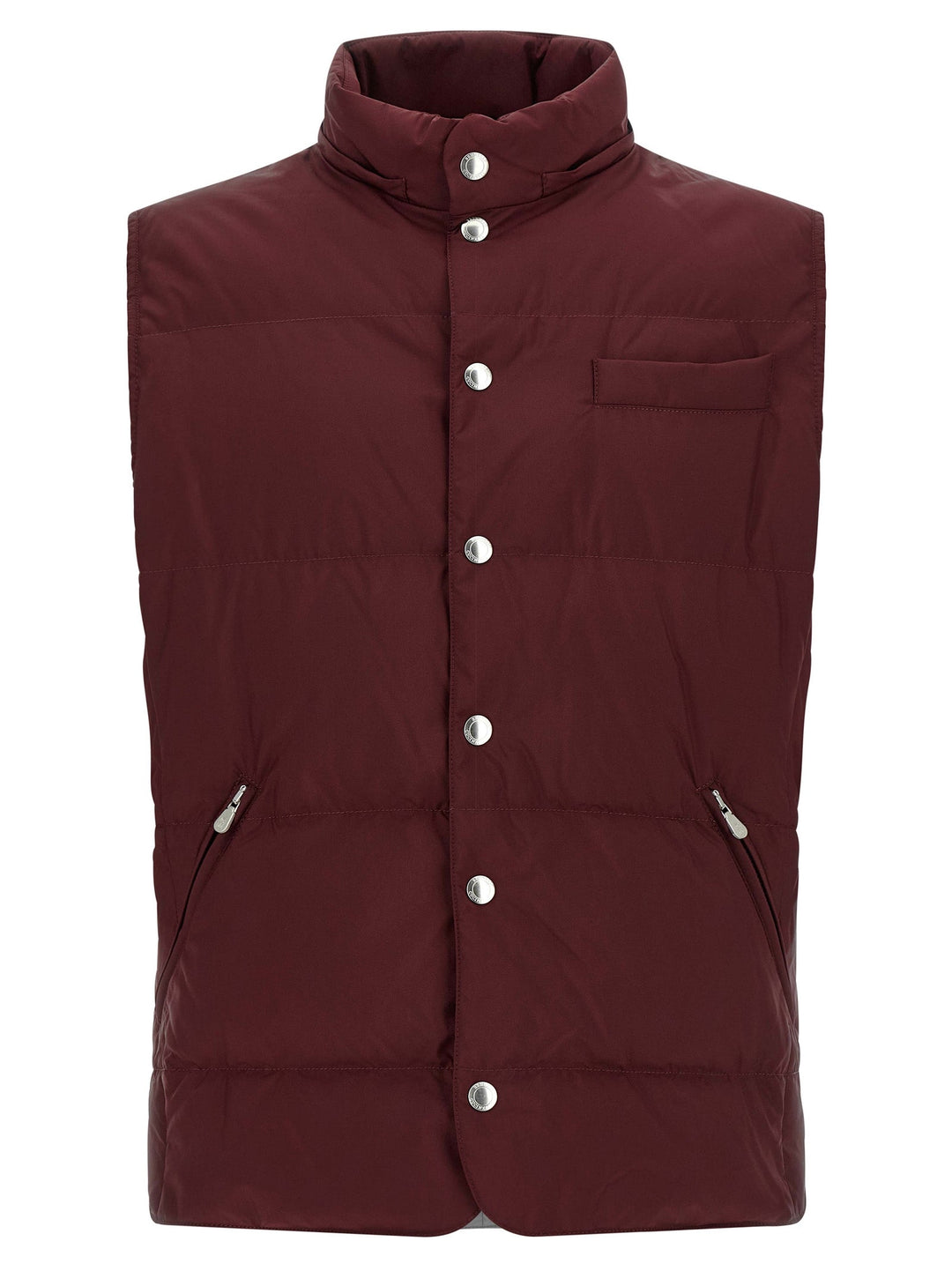 Men’s Brunello Cucinelli Bordeaux Polyester Sleeveless Jacket
