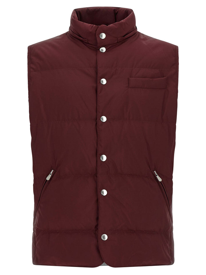Men’s Brunello Cucinelli Bordeaux Polyester Sleeveless Jacket