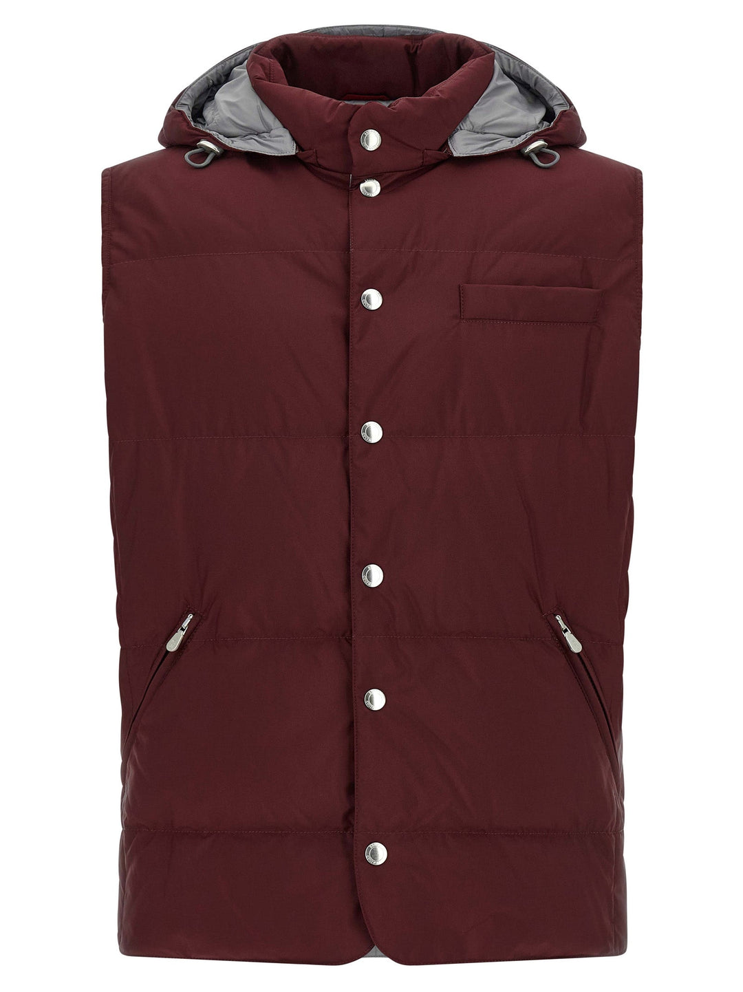 Men’s Brunello Cucinelli Bordeaux Polyester Sleeveless Jacket