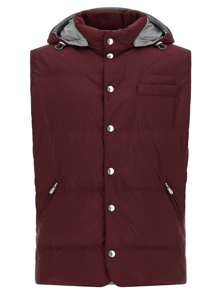 Men’s Brunello Cucinelli Bordeaux Polyester Sleeveless Jacket