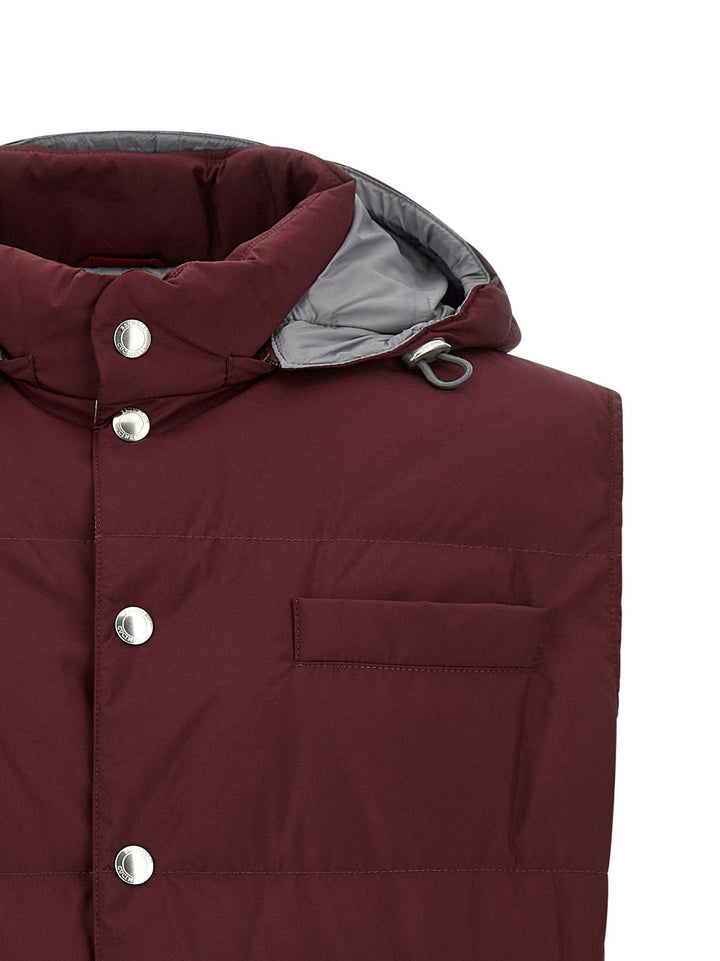 Men’s Brunello Cucinelli Bordeaux Polyester Sleeveless Jacket