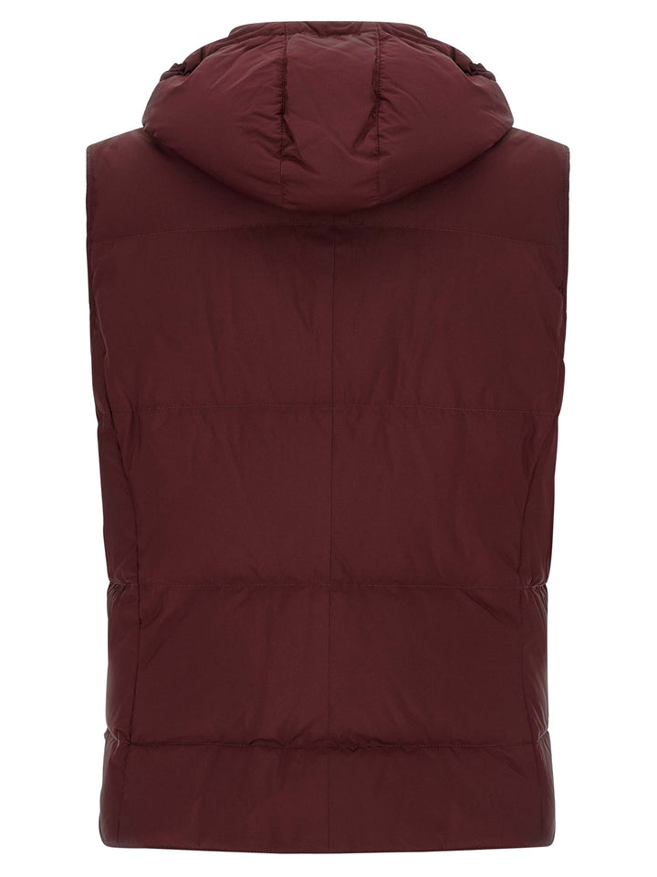 Men’s Brunello Cucinelli Bordeaux Polyester Sleeveless Jacket