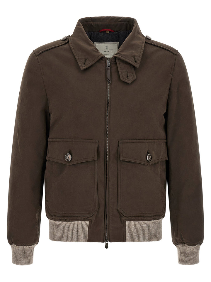 Men’s Brunello Cucinelli Brown Cotton Bomber