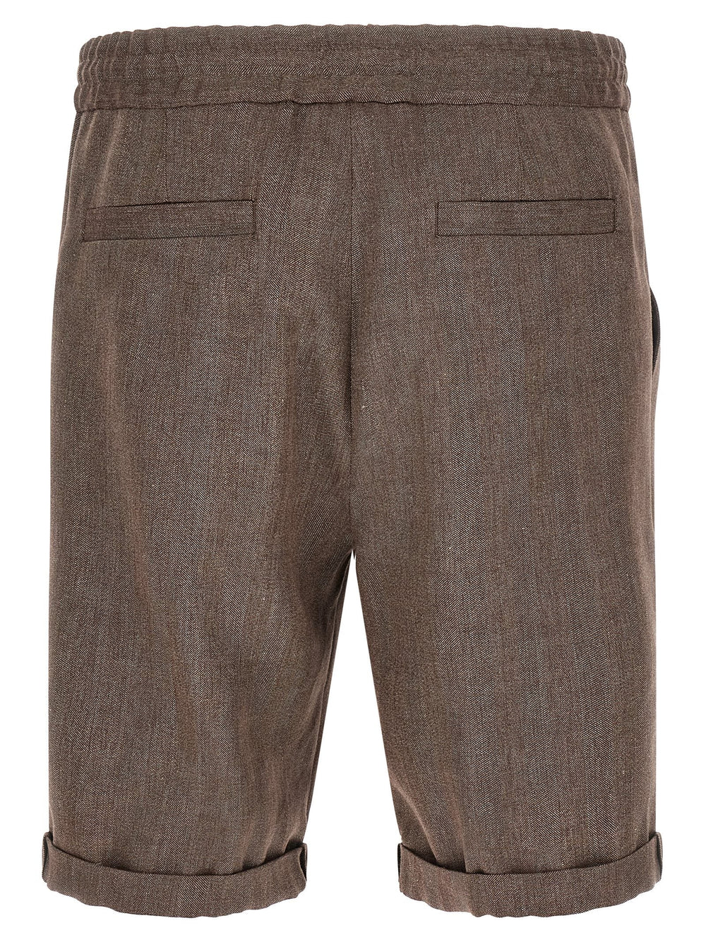 Men’s Brunello Cucinelli Brown Linen Bermuda Shorts