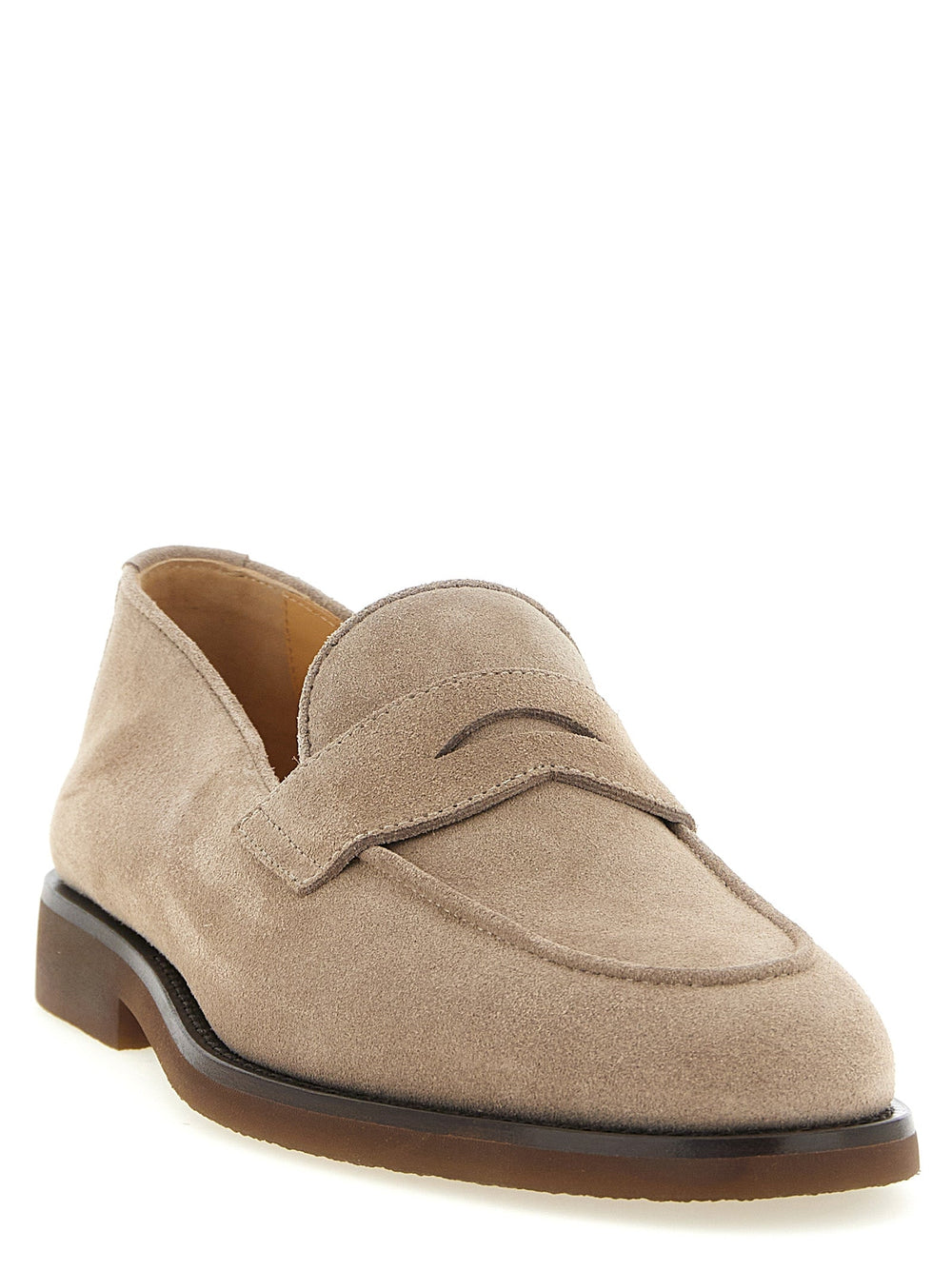 Men’s Brunello Cucinelli Gray Calfskin Slip-on Loafers