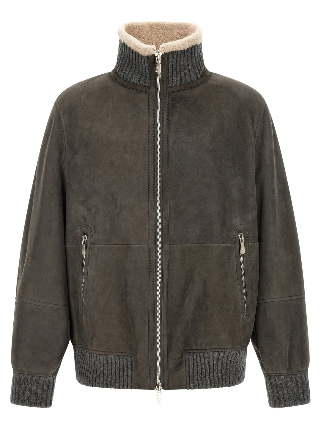 Men’s Brunello Cucinelli Gray Lamb Leather Jacket
