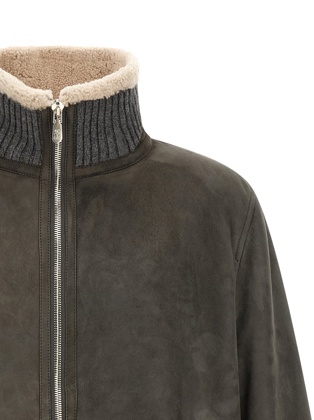Men’s Brunello Cucinelli Gray Lamb Leather Jacket