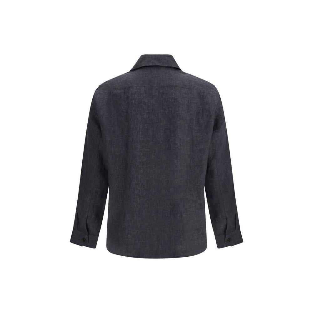 Men’s Brunello Cucinelli Gray Linen Dress Shirt
