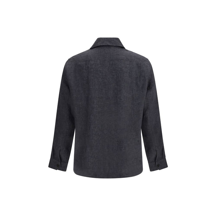 Men’s Brunello Cucinelli Gray Linen Dress Shirt