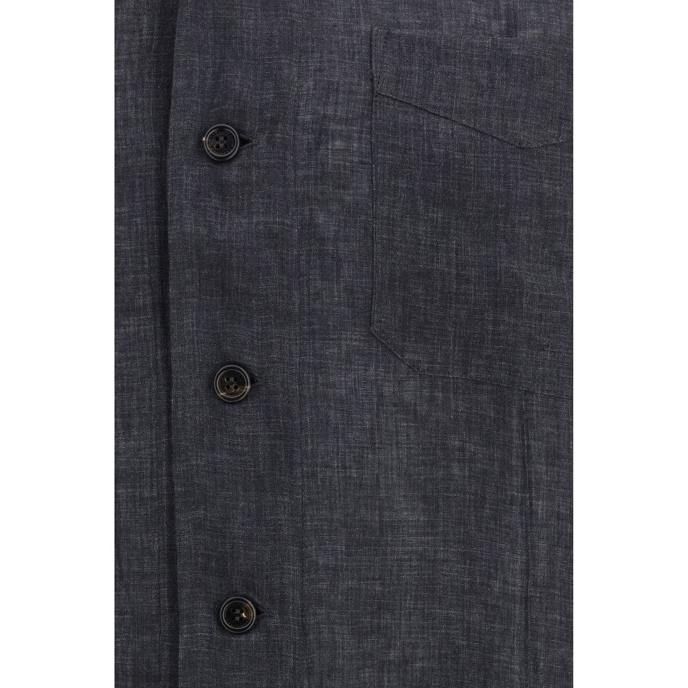 Men’s Brunello Cucinelli Gray Linen Dress Shirt