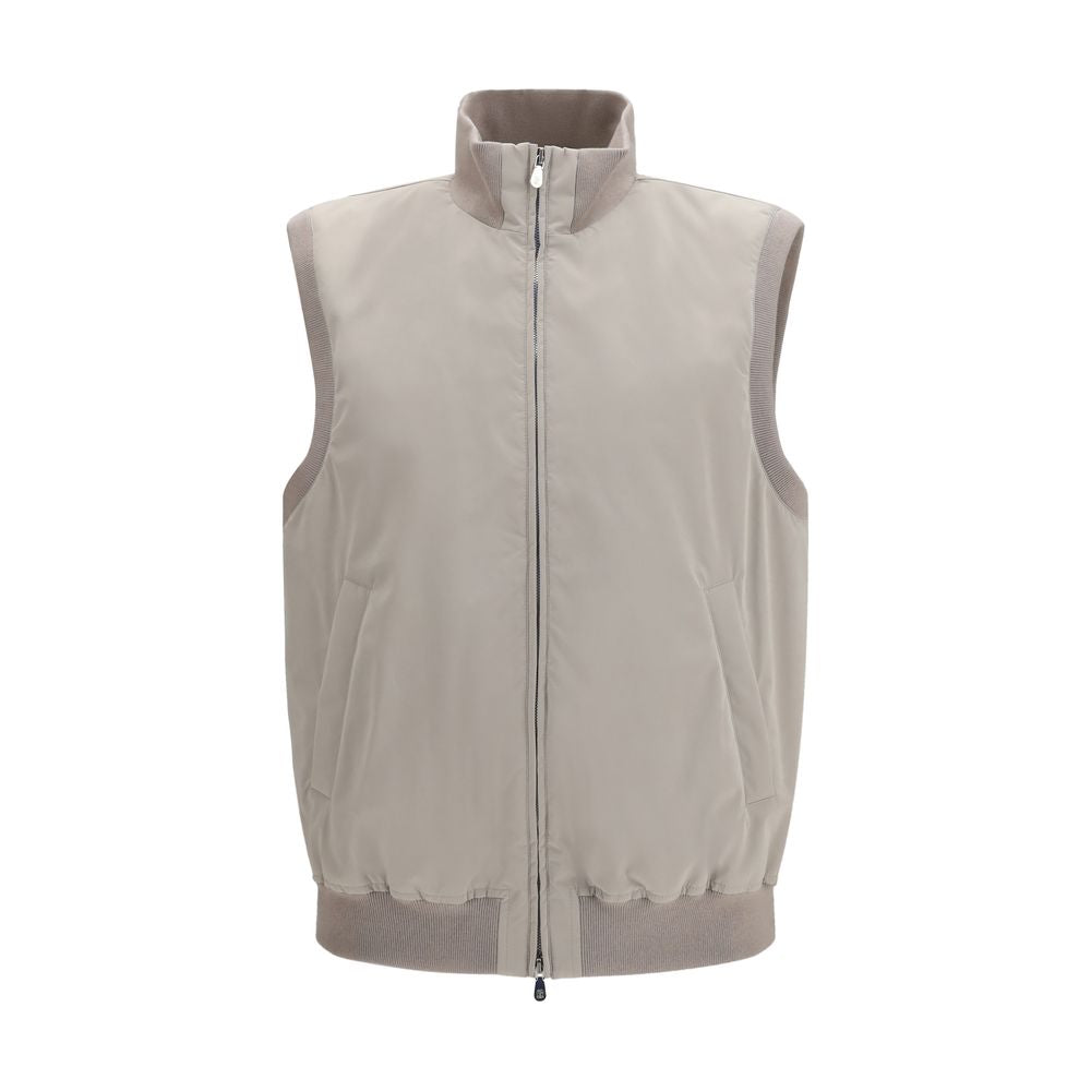 Men’s Brunello Cucinelli Gray Polyester Sleeveless Jacket