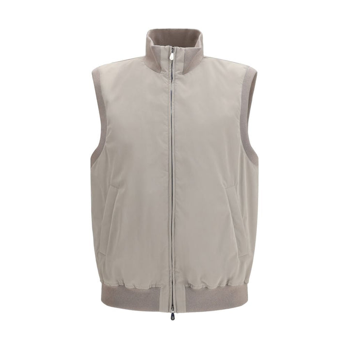 Men’s Brunello Cucinelli Gray Polyester Sleeveless Jacket