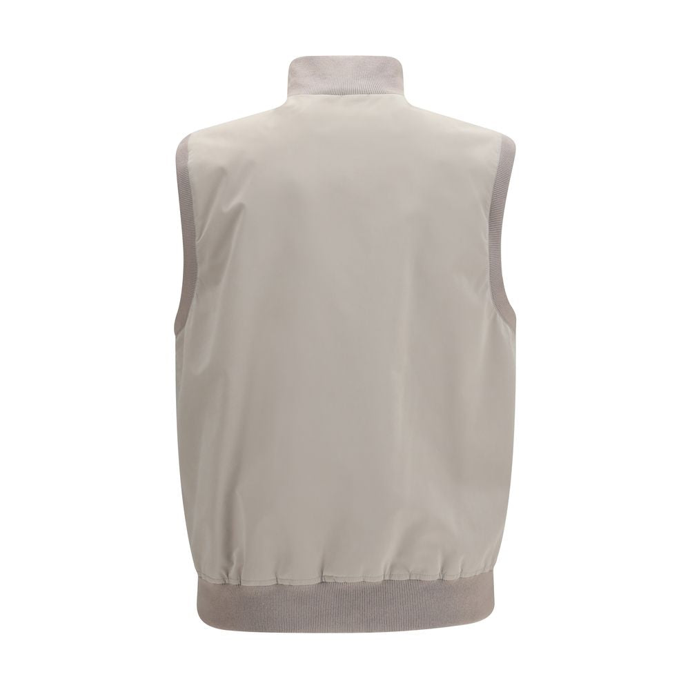 Men’s Brunello Cucinelli Gray Polyester Sleeveless Jacket