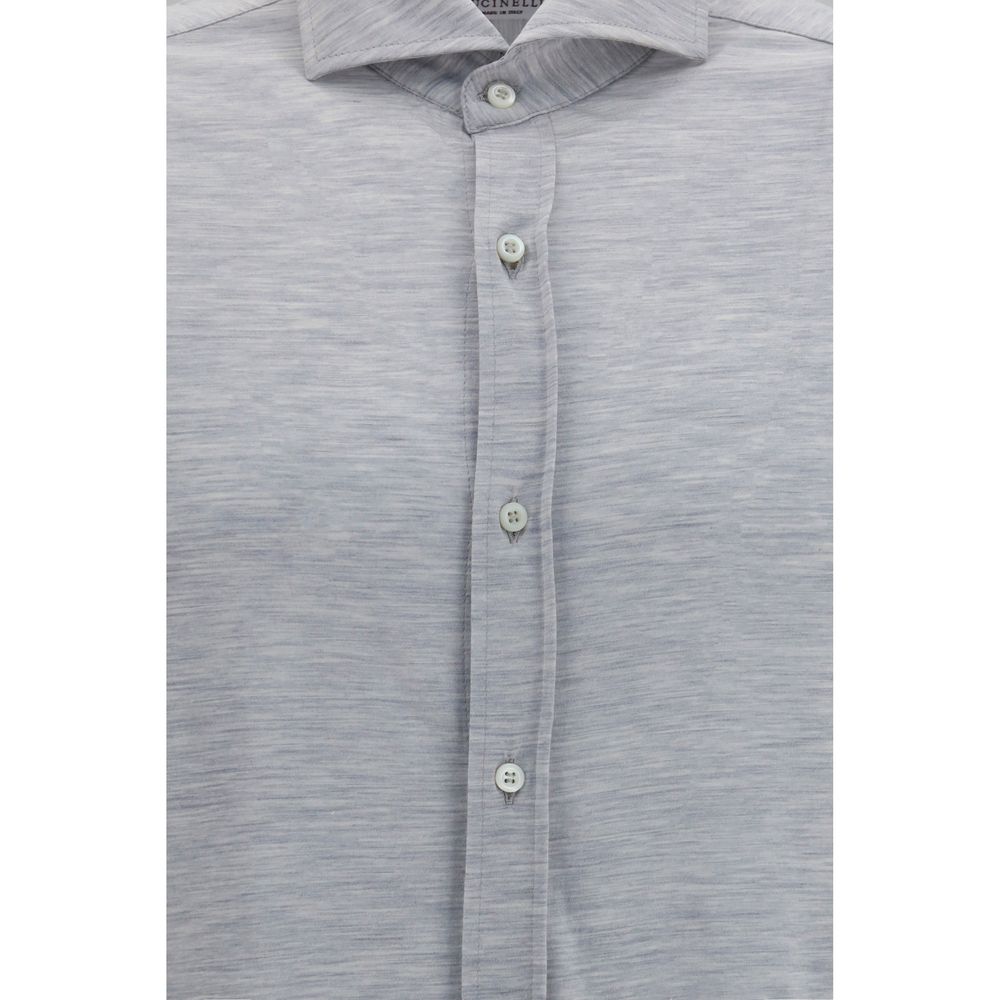 Brunello Cucinelli Gray Silk Dress Shirt