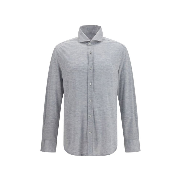 Brunello Cucinelli Gray Silk Dress Shirt