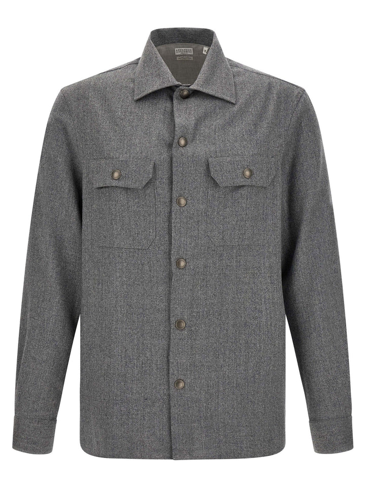 Brunello Cucinelli Gray Virgin Wool Blouse