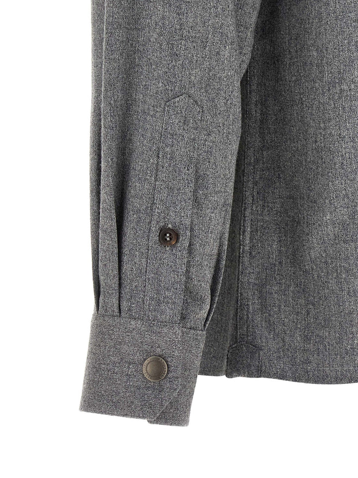 Brunello Cucinelli Gray Virgin Wool Blouse