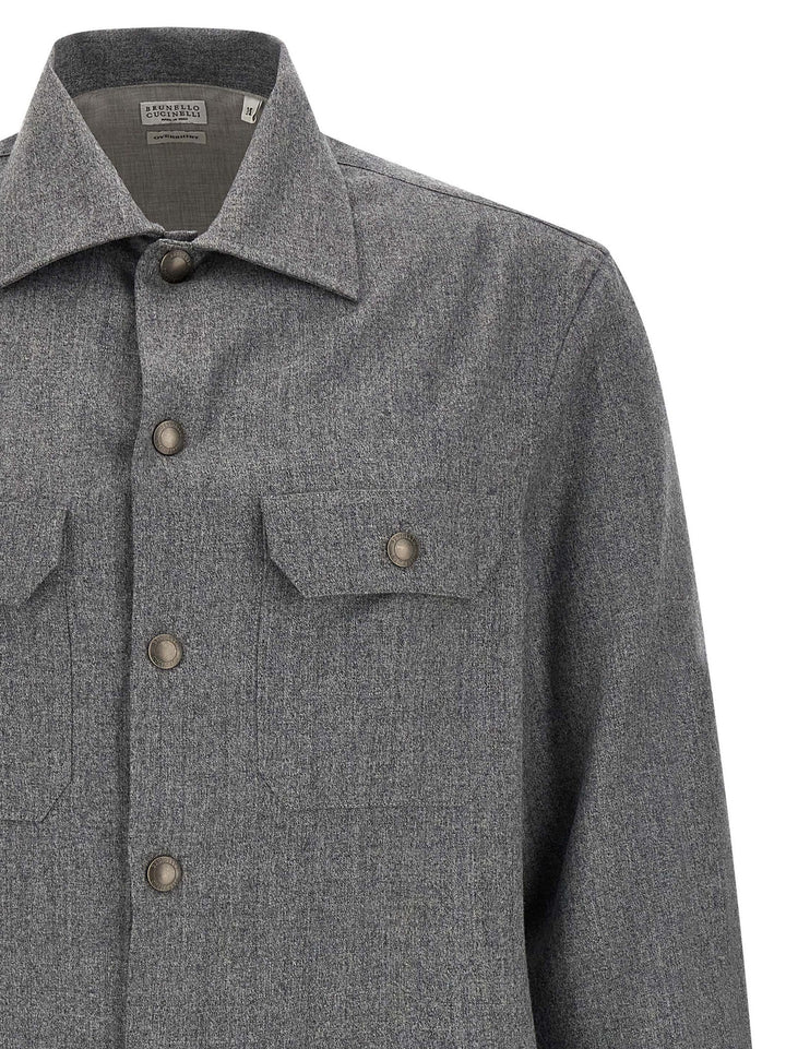 Brunello Cucinelli Gray Virgin Wool Blouse