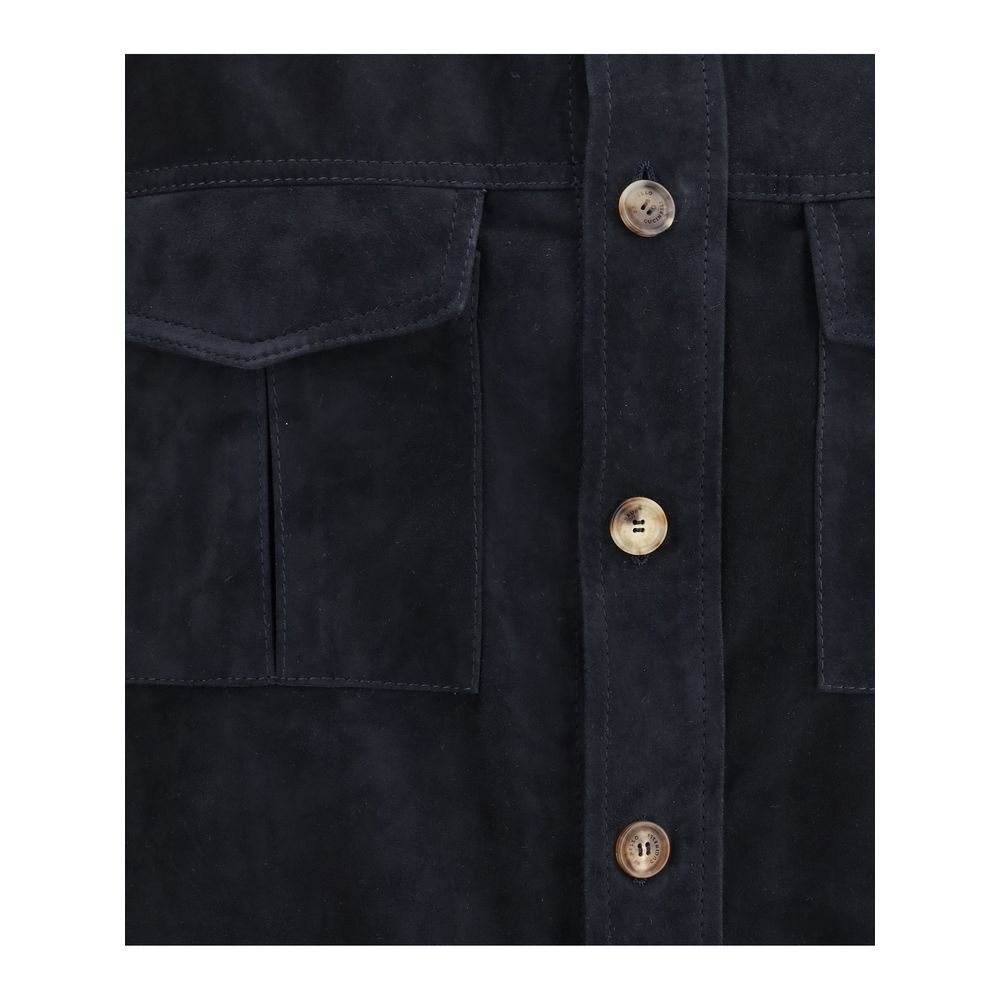 Men’s Brunello Cucinelli Suede Leather Shirt Jacket