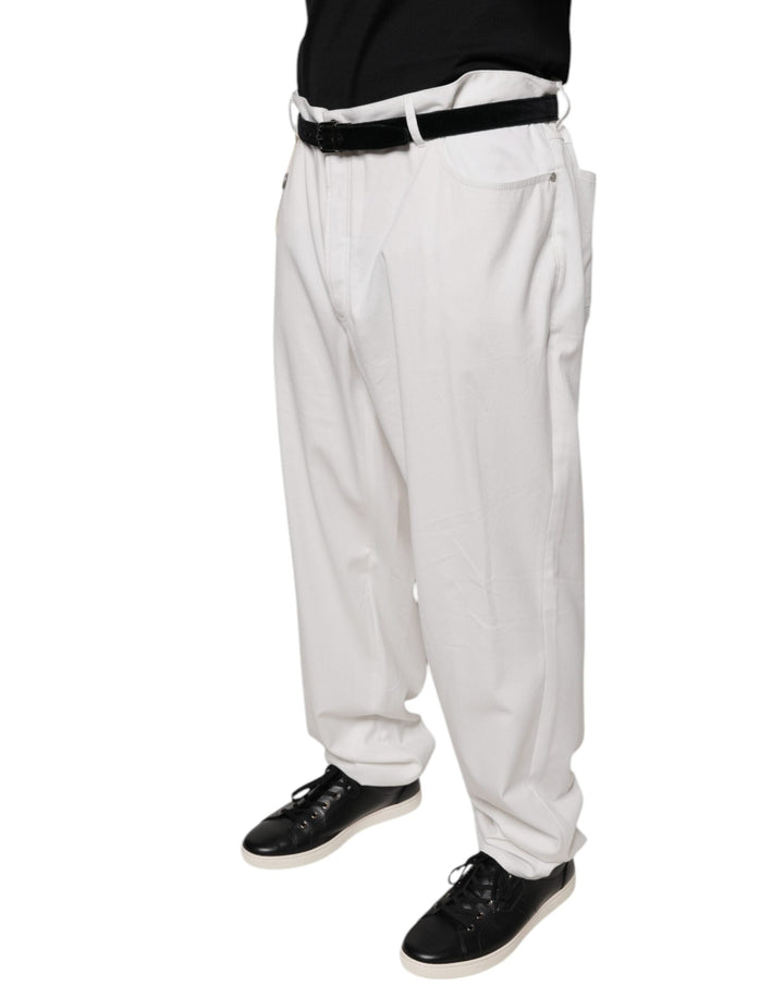 Men’s Brunello Cucinelli White Cotton Men Dress Tapered Pants