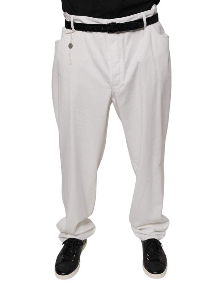 Men’s Brunello Cucinelli White Cotton Men Dress Tapered Pants