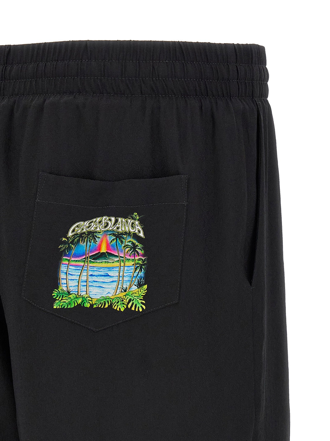 Men’s Casablanca Black Silk Bermuda Shorts
