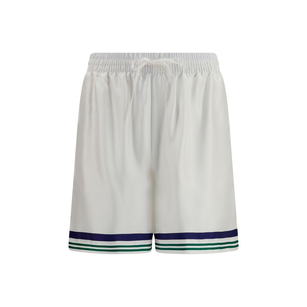 Men’s Casablanca White Silk Bermuda Shorts