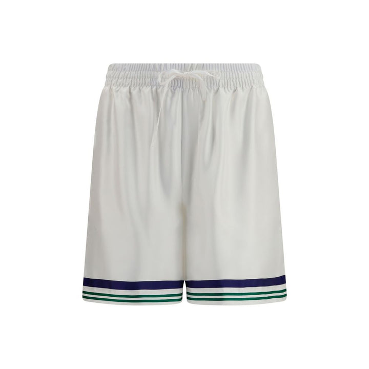 Men’s Casablanca White Silk Bermuda Shorts
