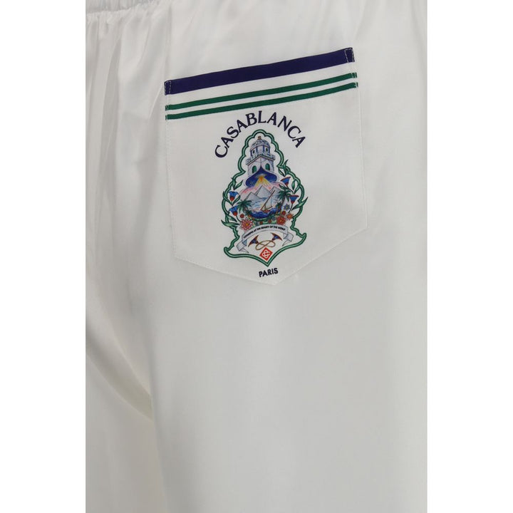 Men’s Casablanca White Silk Bermuda Shorts