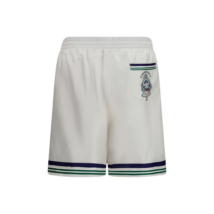 Men’s Casablanca White Silk Bermuda Shorts