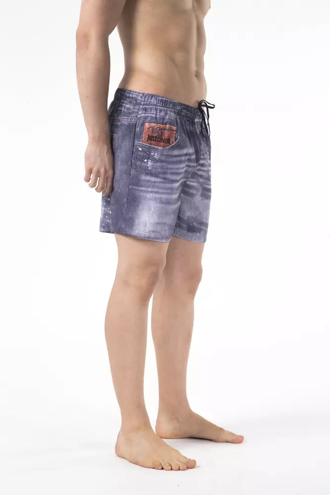 Men’s just Cavalli Blue Polyester Men Swimwear Short